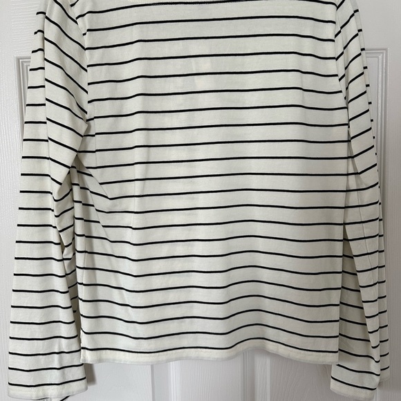 J.Crew black and white striped long sleeve top with velvet tie M - Picture 2 of 2